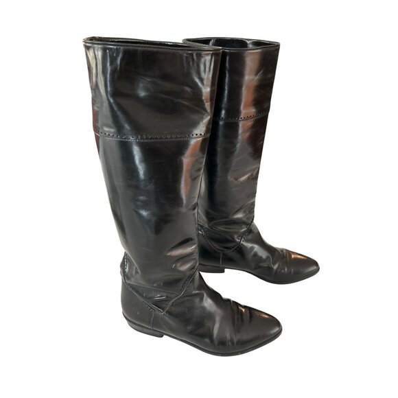 Vaneli Women's Vintage Black Patent Leather Tall Riding Boots Size 7.5 - Picture 2 of 9